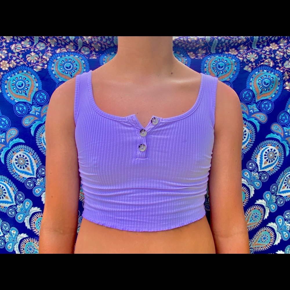 purple tank top with buttons